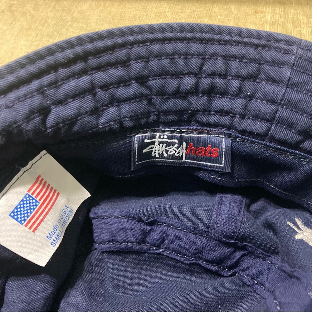 Stussy Vintage Blue Cotton Bucket Hat Sm/M MADE IN USA Tropical flower Band - Picture 2 of 5